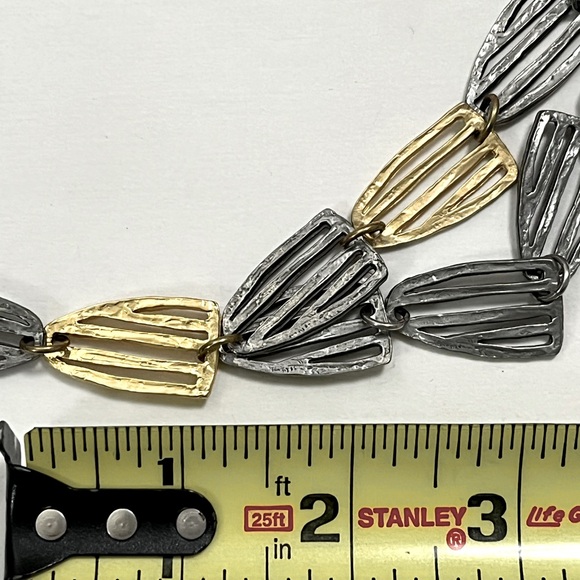 Mixed metal gold silver link chain statement necklace - Picture 6 of 9